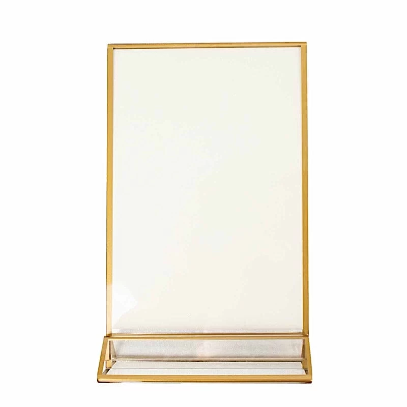 6 Clear With Gold 5x9 In Freestanding Table Sign Holders Acrylic Display Stands - Image 4