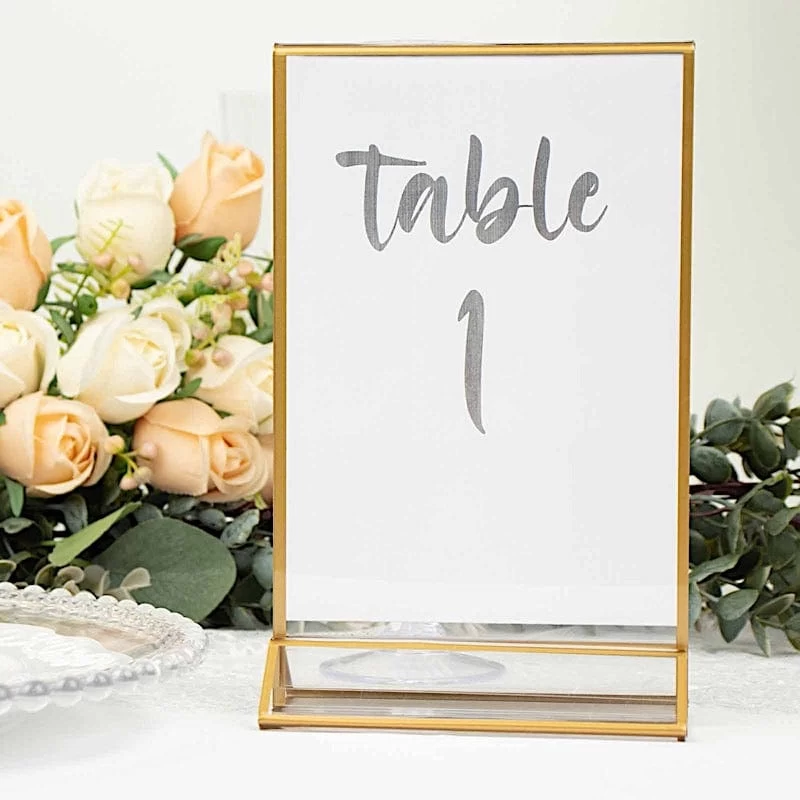 6 Clear With Gold 5x9 In Freestanding Table Sign Holders Acrylic Display Stands - Image 9