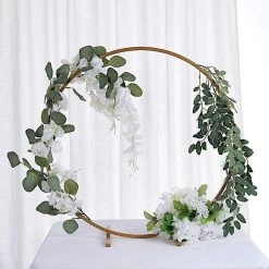 24 In Round Metal Floral Hoop Standing Wreath Ring Centerpiece
