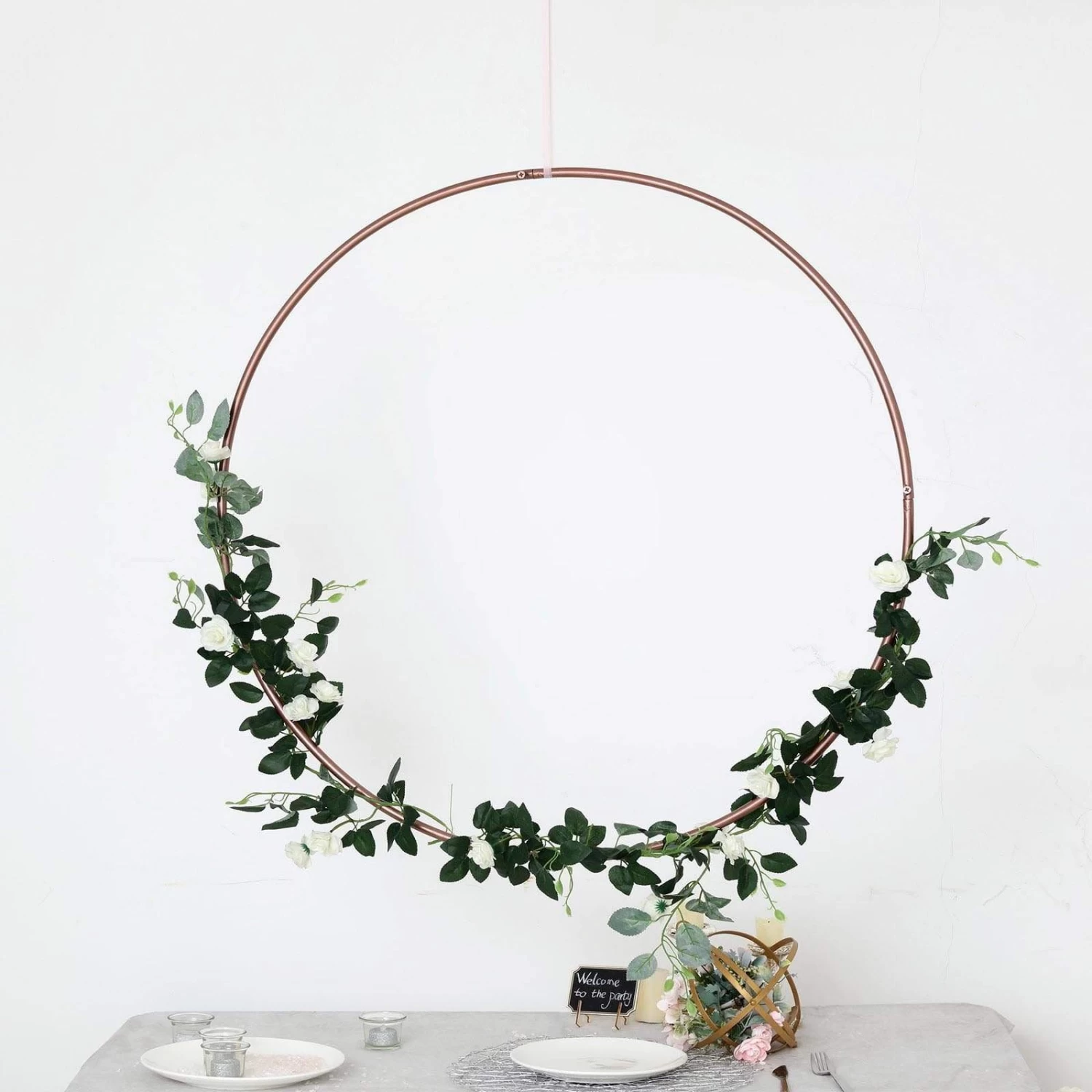36 In Wide Metal Round Hoop Hanging Wreath Ring - Image 4
