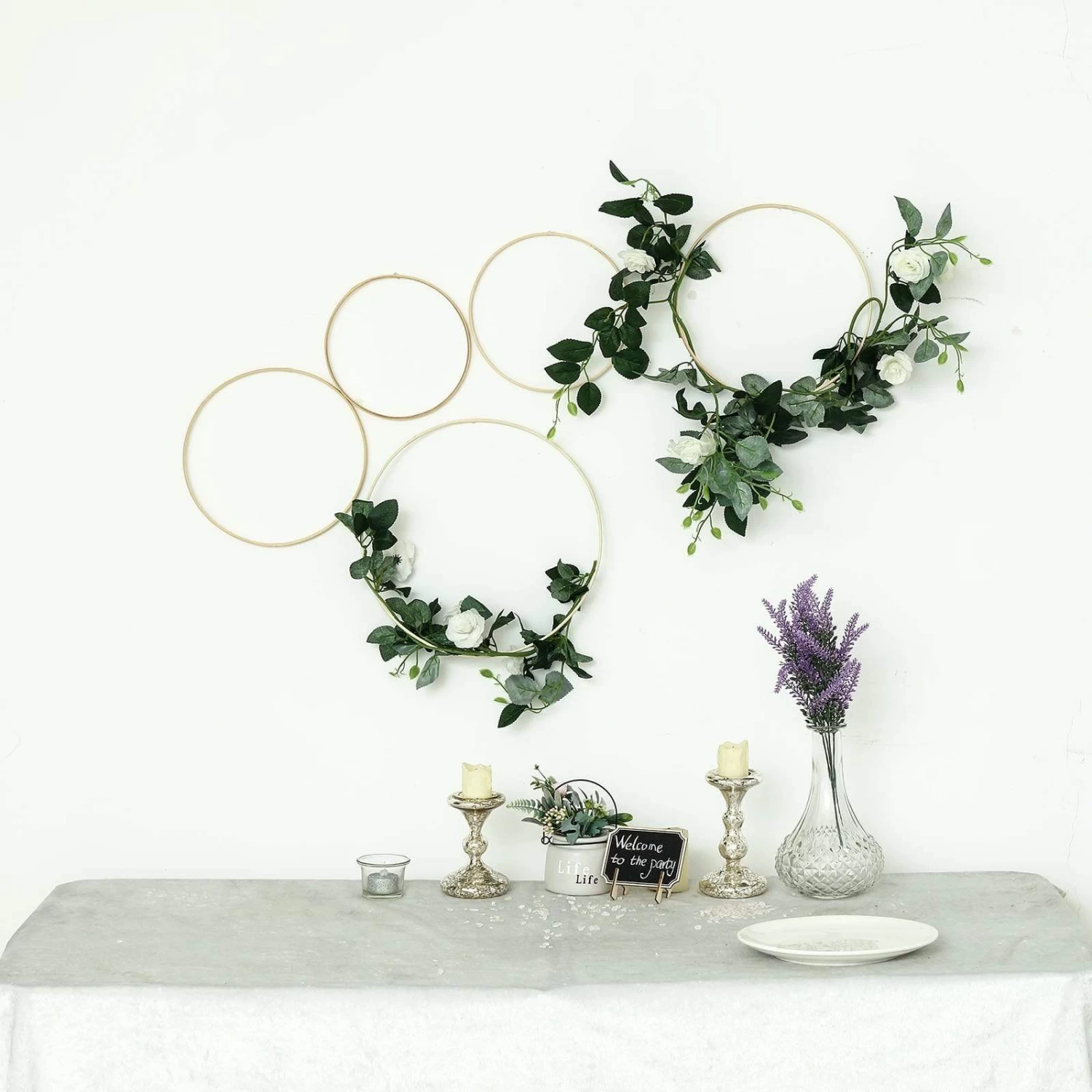 5 Pcs Metal Round Hoops Hanging Wreaths Rings - Image 15