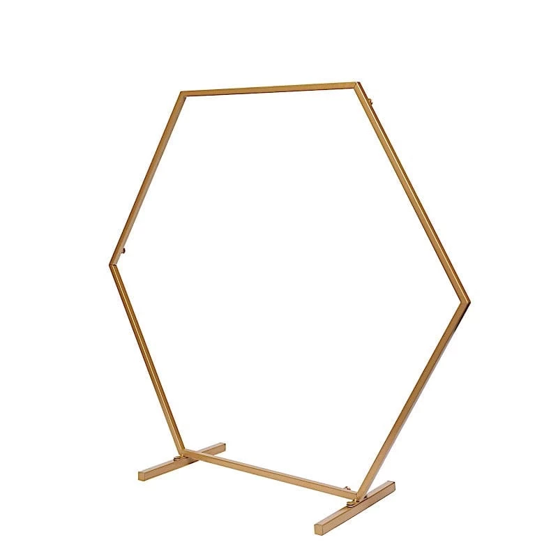 Gold Hexagon Metal Flower Frame Geometric Table Arch Centerpiece - Image 19