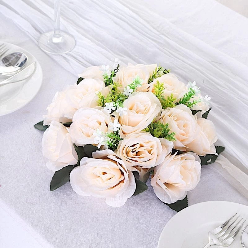 2 Silk Roses 10" Artificial Flower Ball Bouquets Centerpieces - Image 7