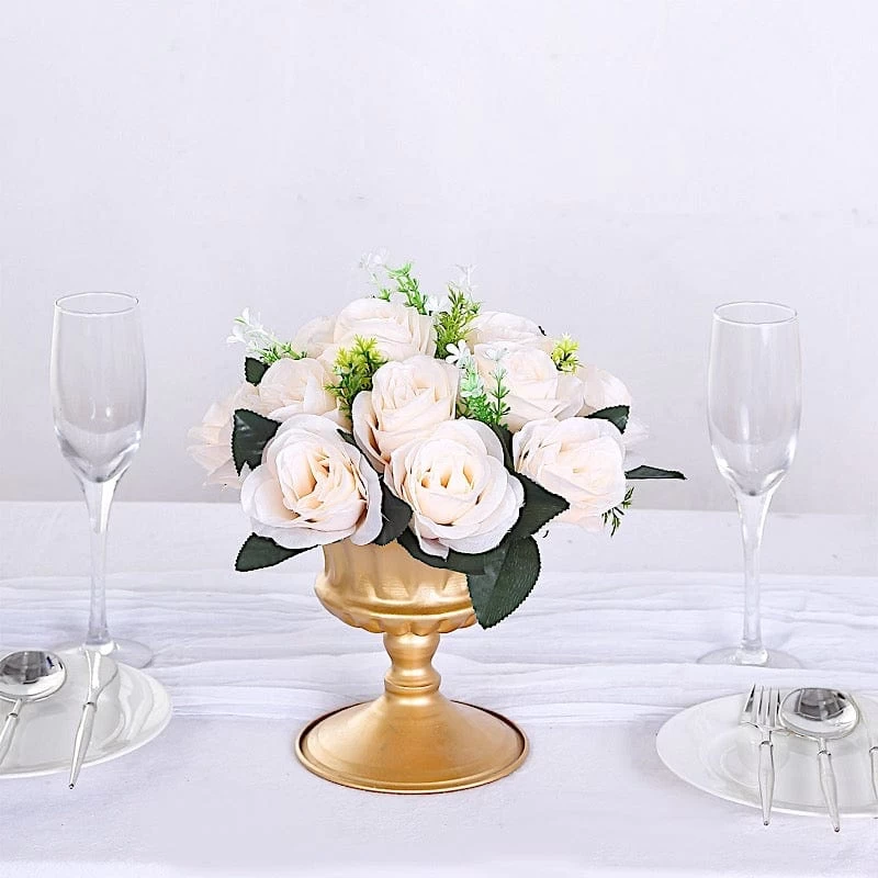 2 Silk Roses 10" Artificial Flower Ball Bouquets Centerpieces