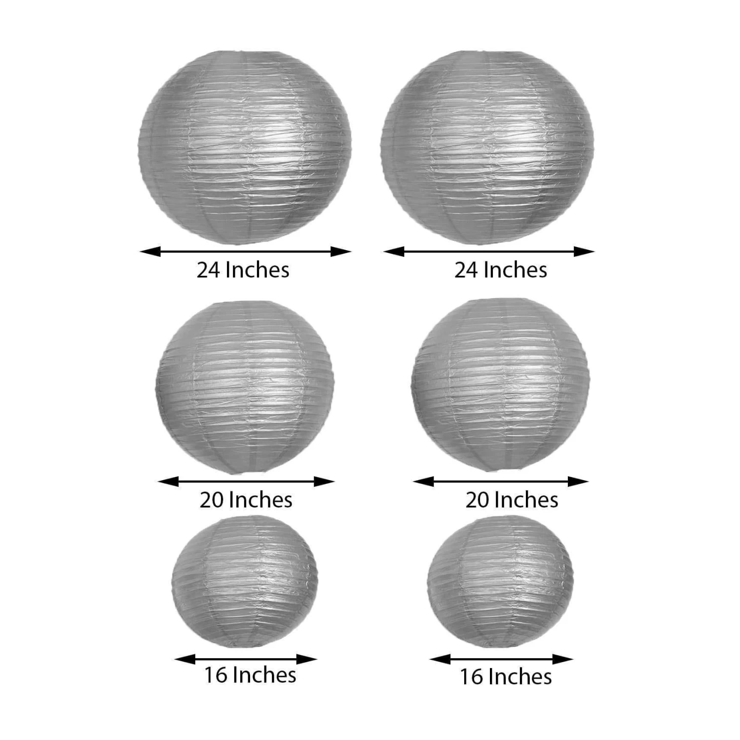 6 Pcs Large Assorted 16" 20" 24" Hanging Paper Lanterns - Image 3