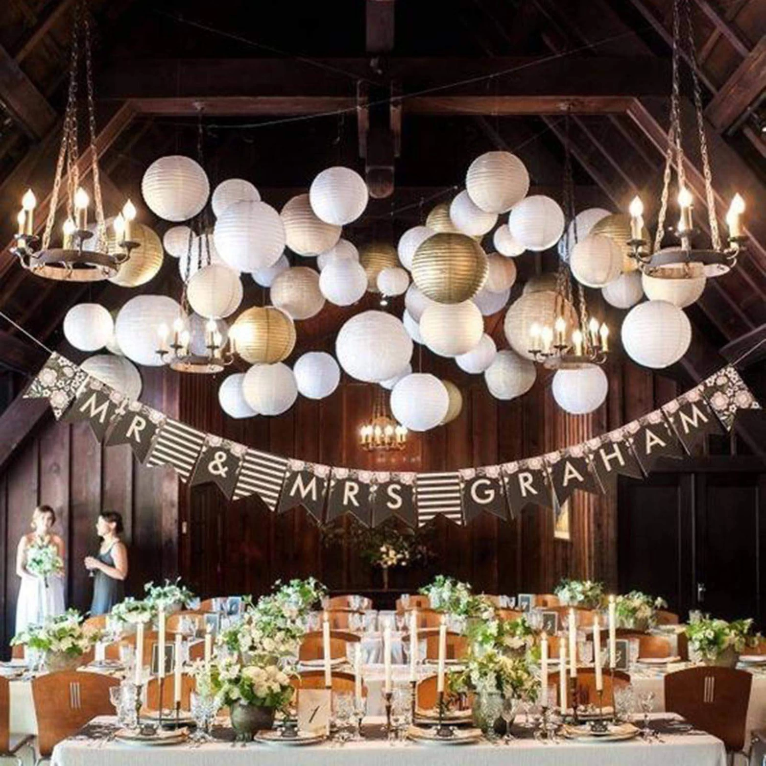 6 Pcs Large Assorted 16" 20" 24" Hanging Paper Lanterns - Image 7