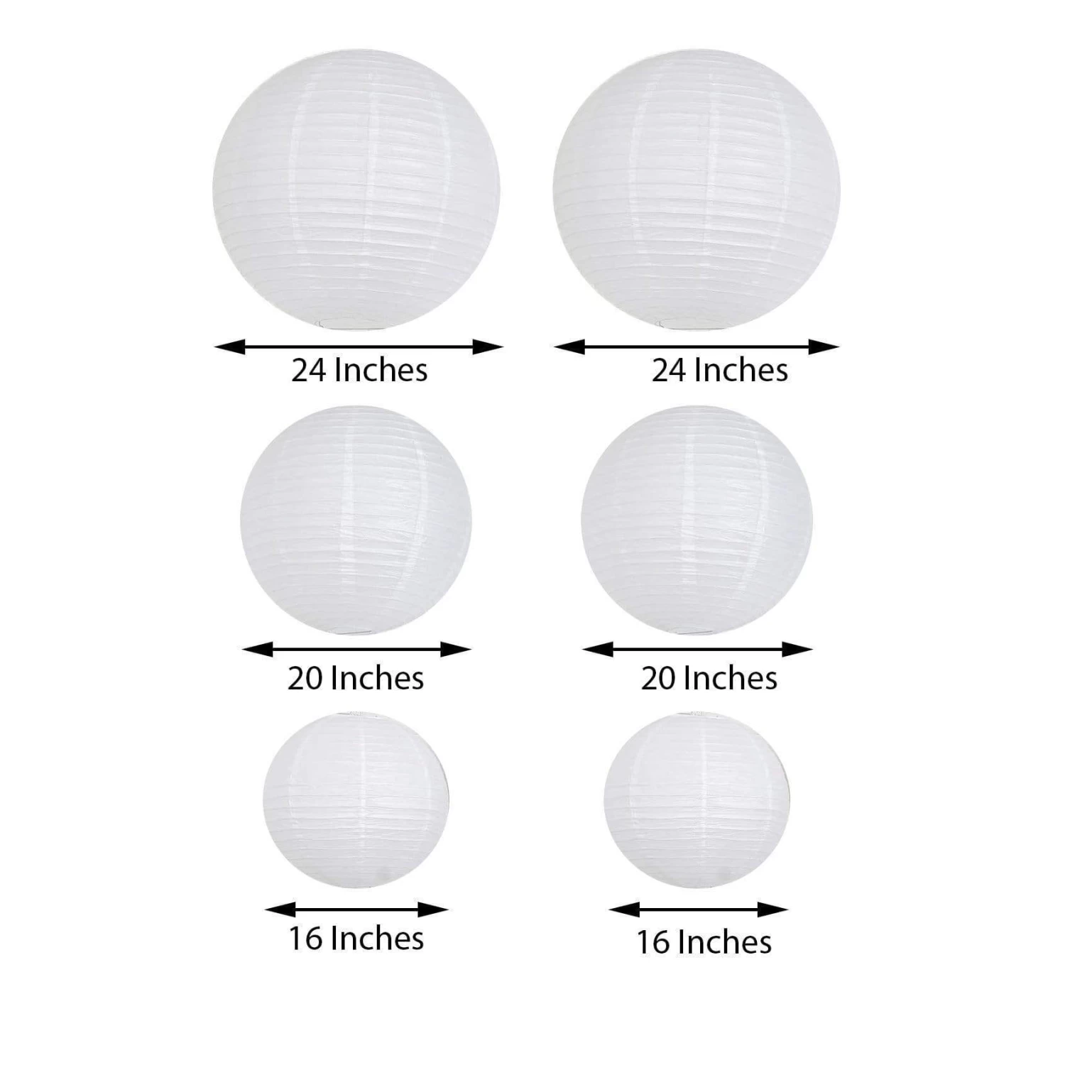 6 Pcs Large Assorted 16" 20" 24" Hanging Paper Lanterns - Image 10