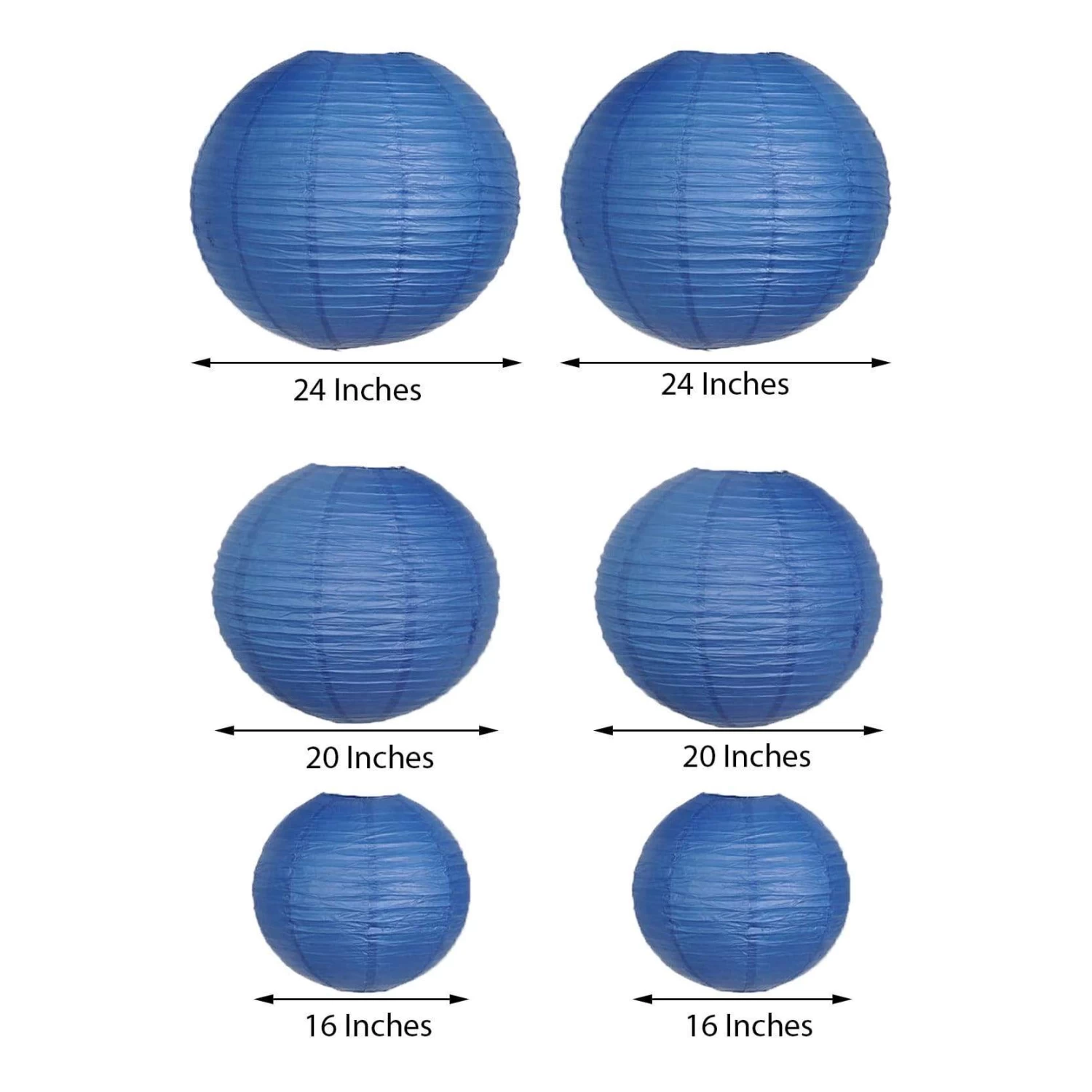 6 Pcs Large Assorted 16" 20" 24" Hanging Paper Lanterns - Image 20