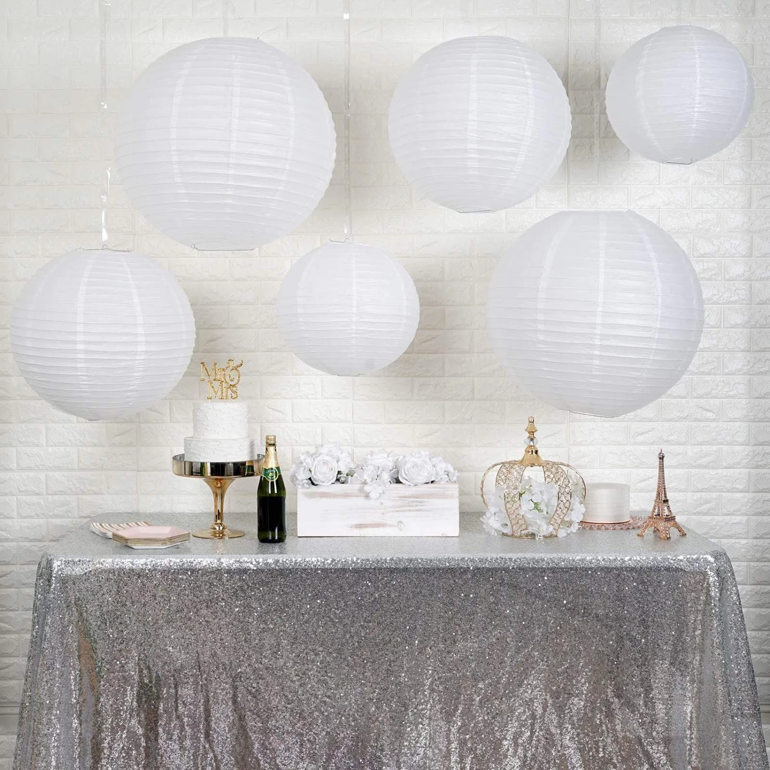 6 Pcs Large Assorted 16" 20" 24" Hanging Paper Lanterns - Image 11