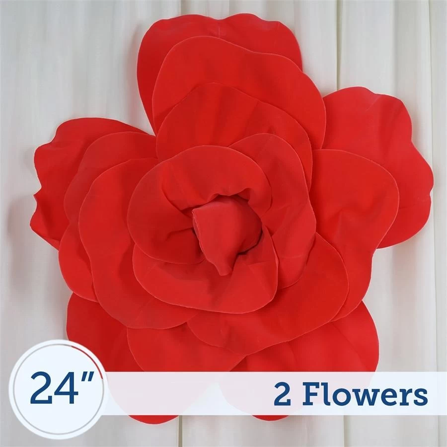2 Pcs 24" Wide Foam Giant Roses For Flower Walls