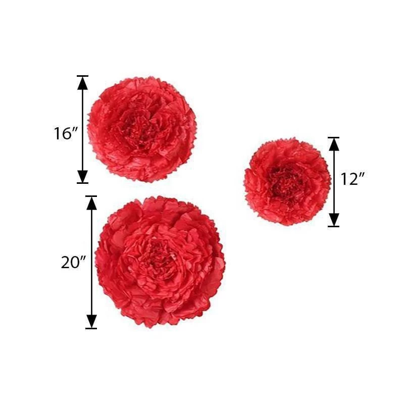6 Pcs 12 In 16 In 20 In Wide Carnations Extra Large Paper Tissue Flowers - Image 19