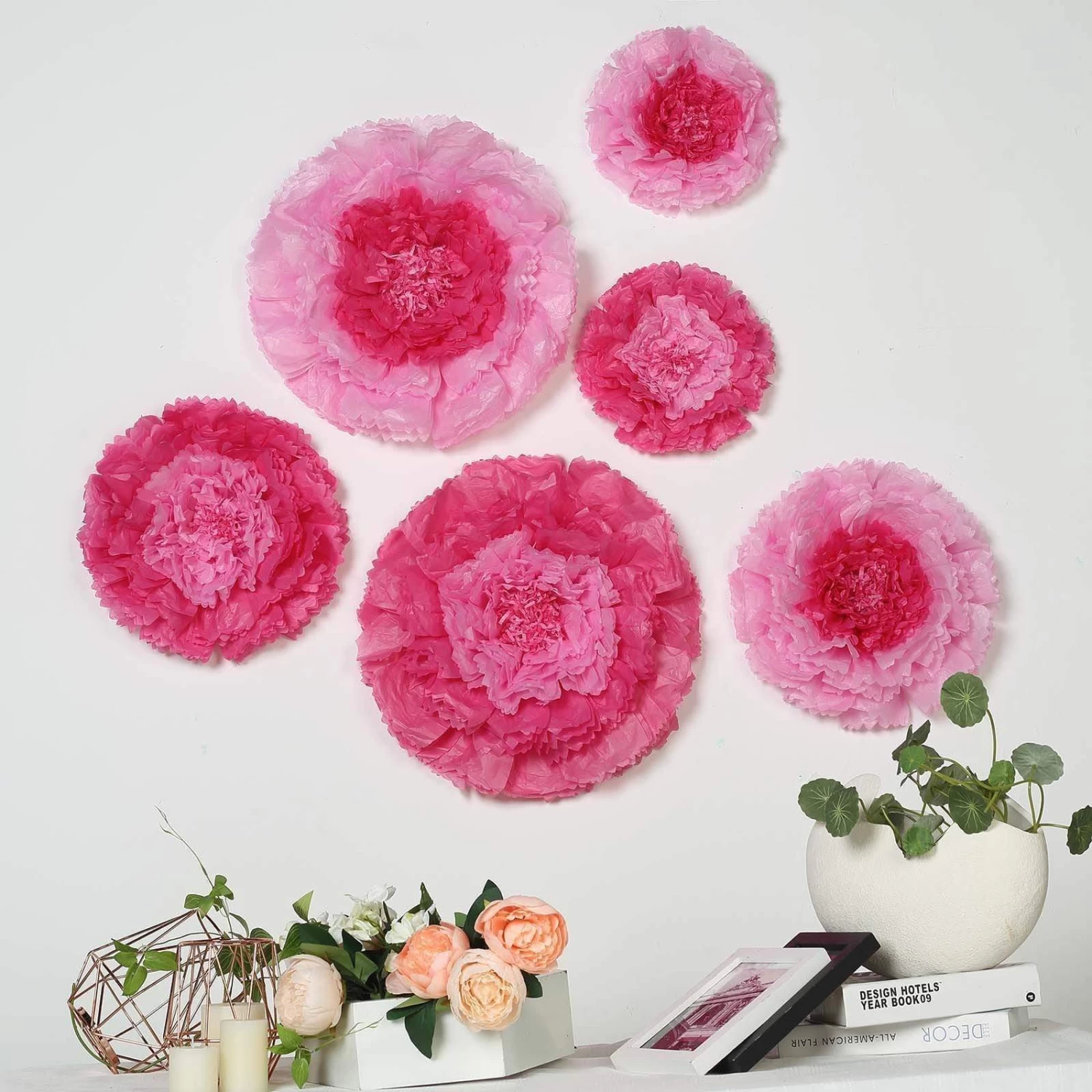 6 Pcs 12 In 16 In 20 In Wide Carnations Extra Large Paper Tissue Flowers - Image 20