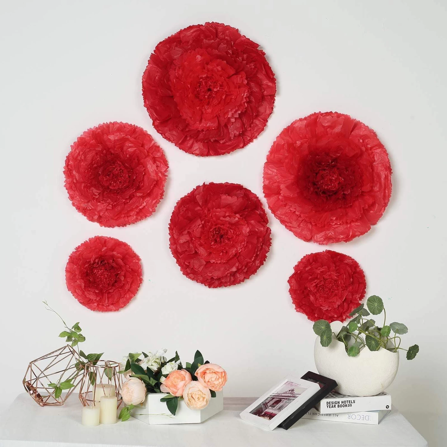 6 Pcs 12 In 16 In 20 In Wide Carnations Extra Large Paper Tissue Flowers - Image 14