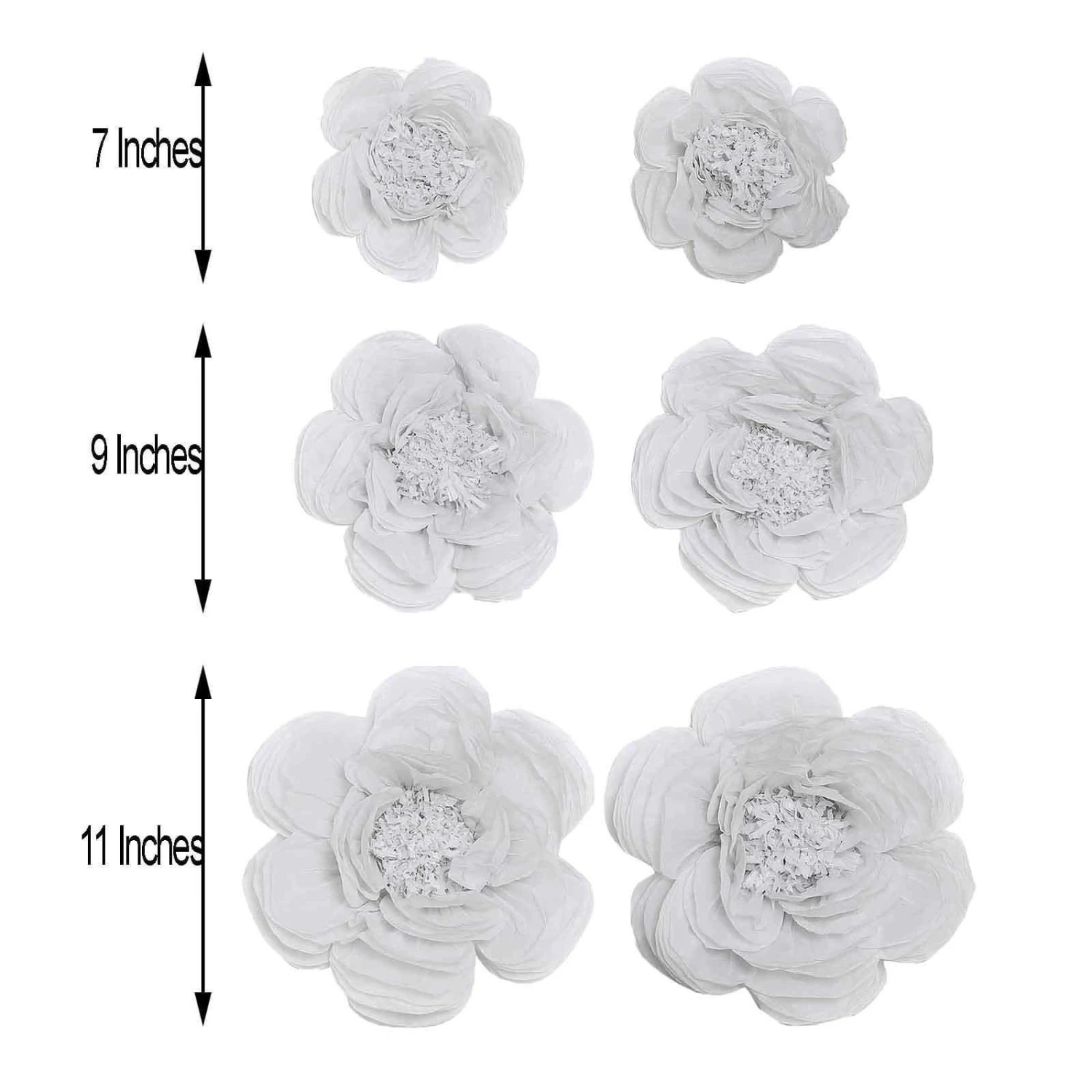 6 Pcs 7 In 9 In 11 In Paper Peony Tissue Flowers - Image 15