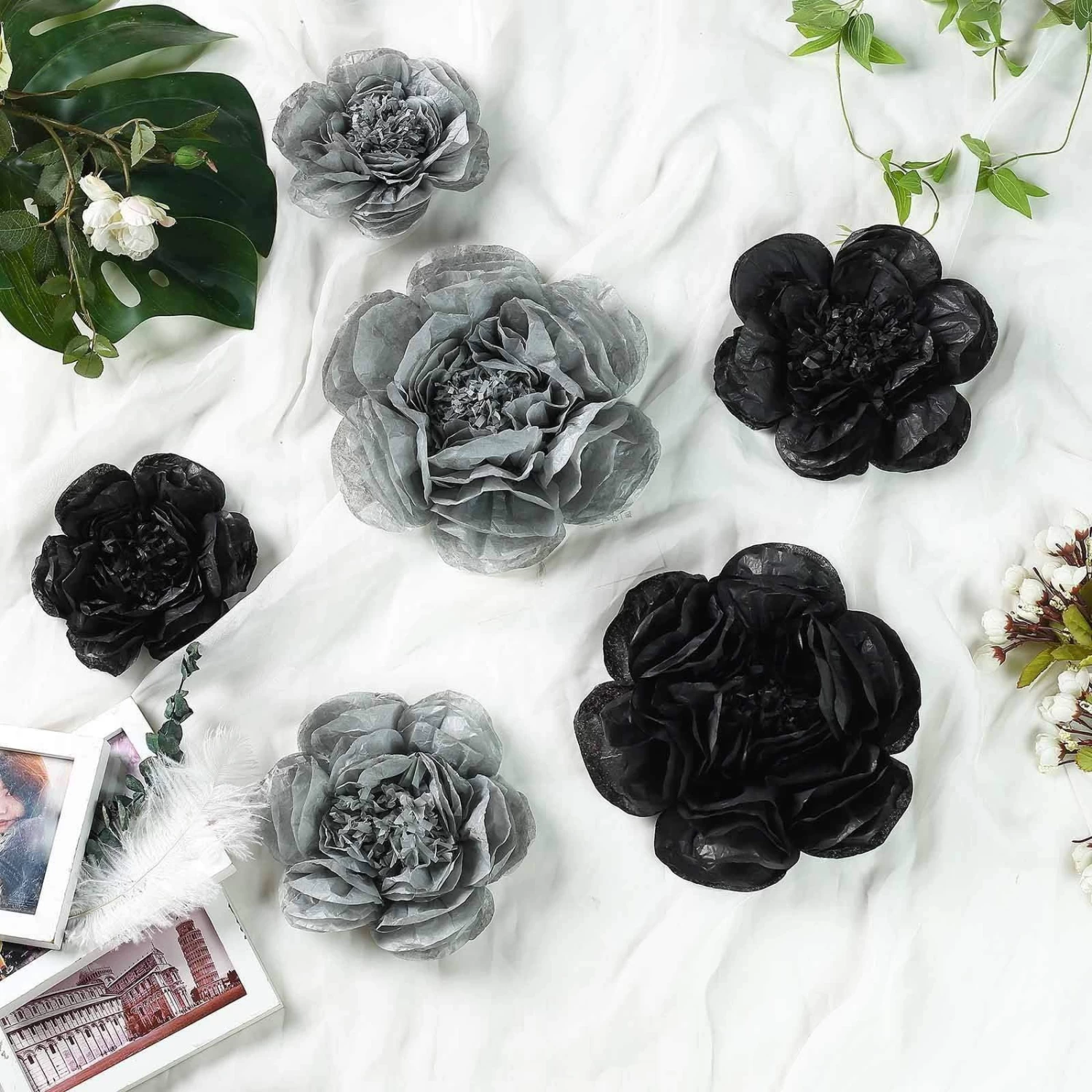 6 Pcs 7 In 9 In 11 In Paper Peony Tissue Flowers