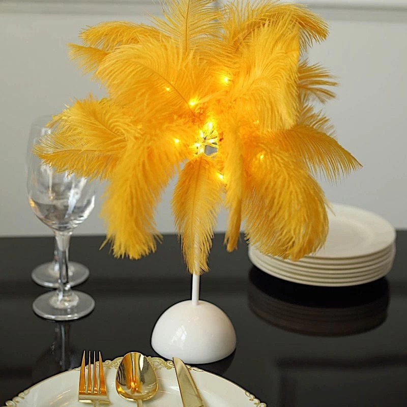 15 In Ostrich Feather LED Table Lamp Centerpiece Battery Operated Desk Light - Image 11
