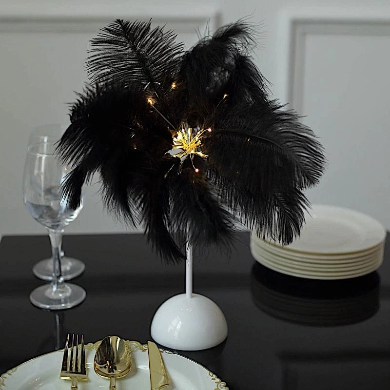 15 In Ostrich Feather LED Table Lamp Centerpiece Battery Operated Desk Light - Image 3