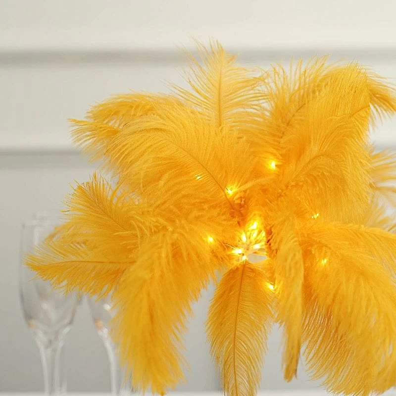 15 In Ostrich Feather LED Table Lamp Centerpiece Battery Operated Desk Light - Image 14