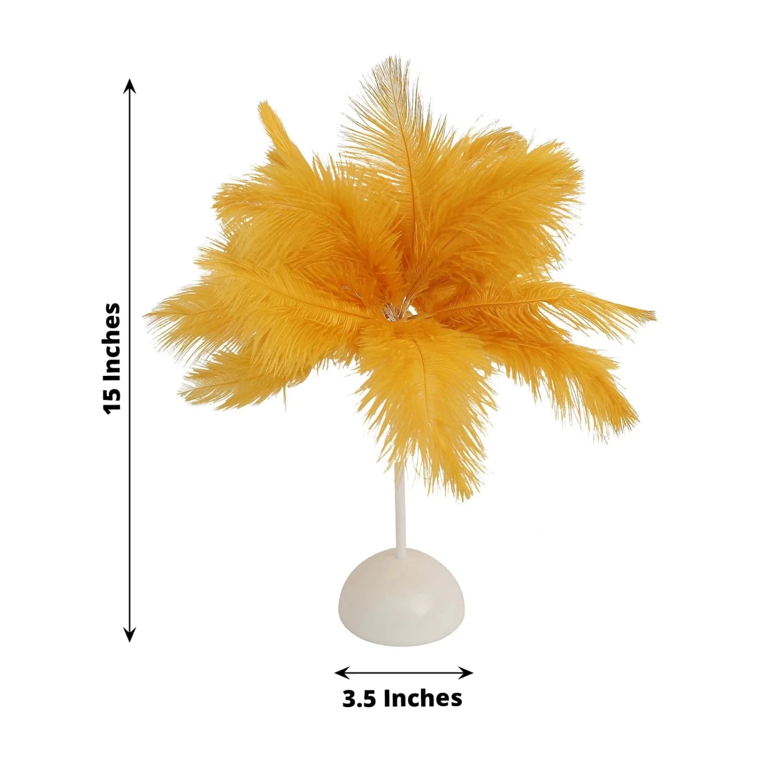 15 In Ostrich Feather LED Table Lamp Centerpiece Battery Operated Desk Light - Image 12