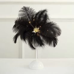 15 In Ostrich Feather LED Table Lamp Centerpiece Battery Operated Desk Light