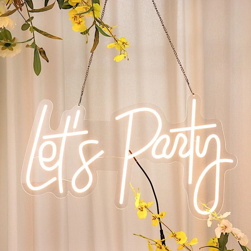 23 In Warm White Let's Party Neon Sign LED Backdrop Wall Decorative Lights - Image 6