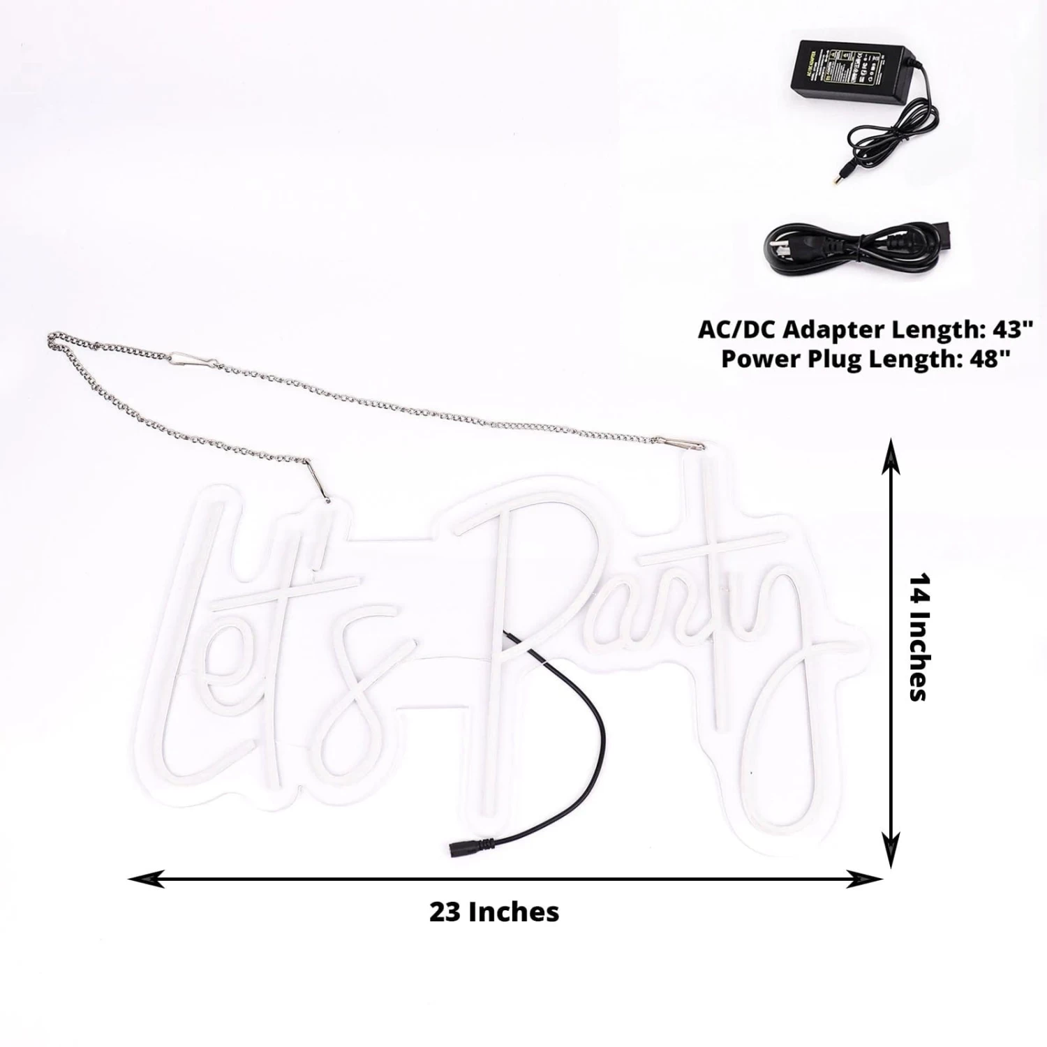 23 In Warm White Let's Party Neon Sign LED Backdrop Wall Decorative Lights - Image 2