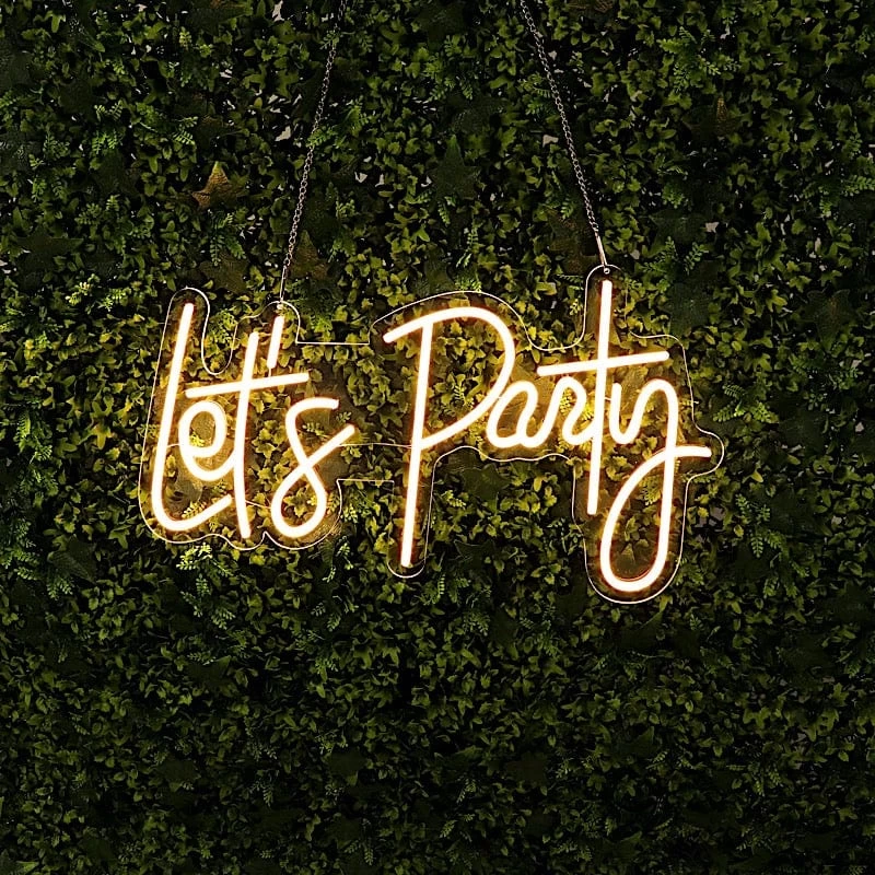 23 In Warm White Let's Party Neon Sign LED Backdrop Wall Decorative Lights - Image 3