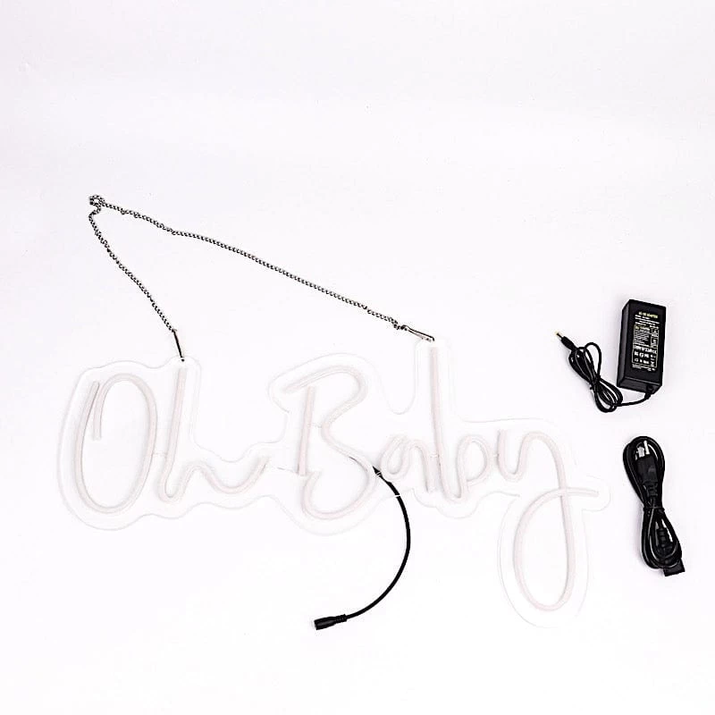 26 In Warm White Oh Baby Neon Sign LED Backdrop Wall Decorative Lights - Image 9