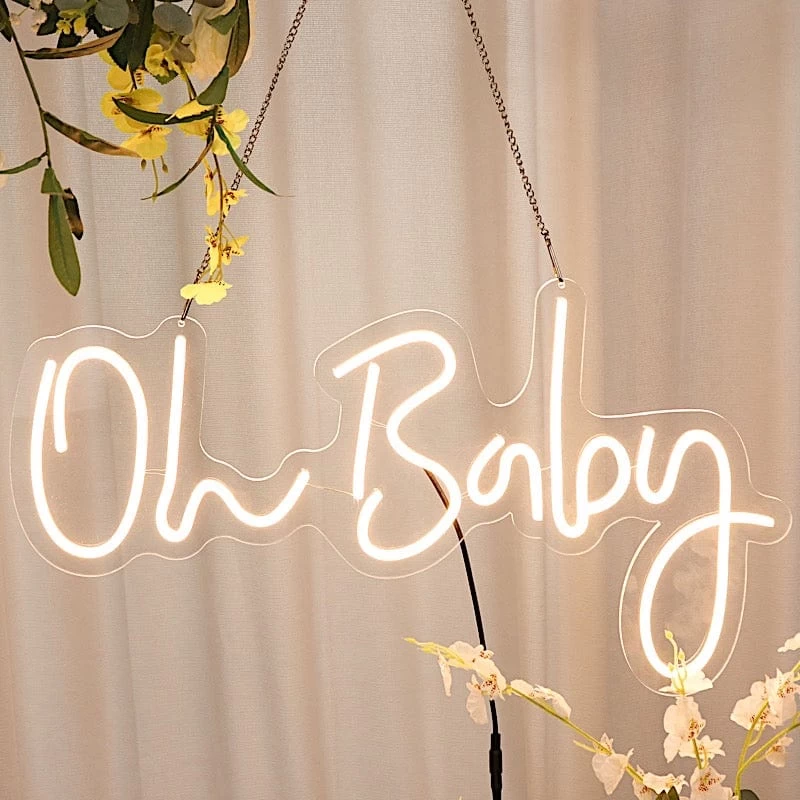 26 In Warm White Oh Baby Neon Sign LED Backdrop Wall Decorative Lights - Image 6