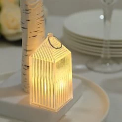 6 Clear 3.5 In Acrylic Crystal Lantern Table Lamps Battery Operated LED Lights