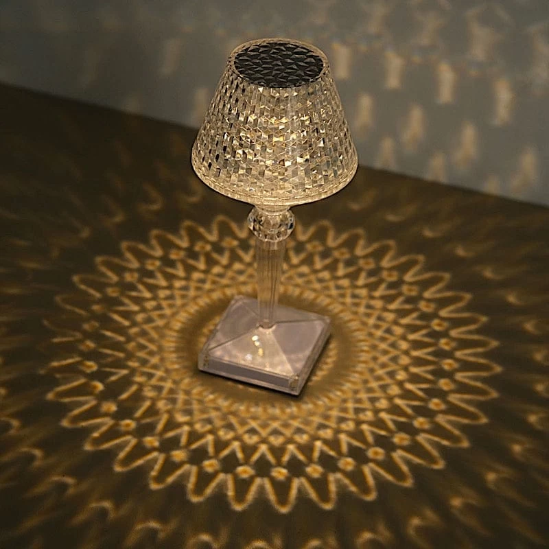 Clear 10 In Tall Acrylic Crystal Cup Shape Table Lamp USB Rechargeable LED Light - Image 3