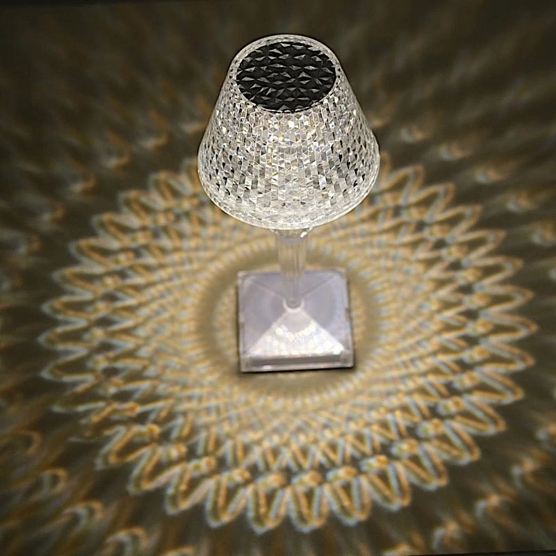 Clear 10 In Tall Acrylic Crystal Cup Shape Table Lamp USB Rechargeable LED Light - Image 5