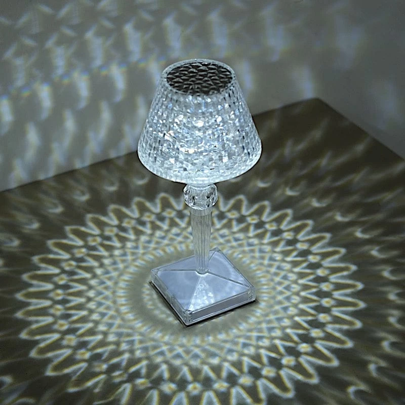 Clear 10 In Tall Acrylic Crystal Cup Shape Table Lamp USB Rechargeable LED Light - Image 7