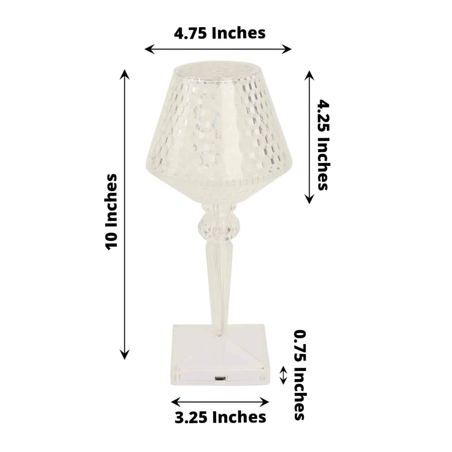 Clear 10 In Tall Acrylic Crystal Cup Shape Table Lamp USB Rechargeable LED Light - Image 4