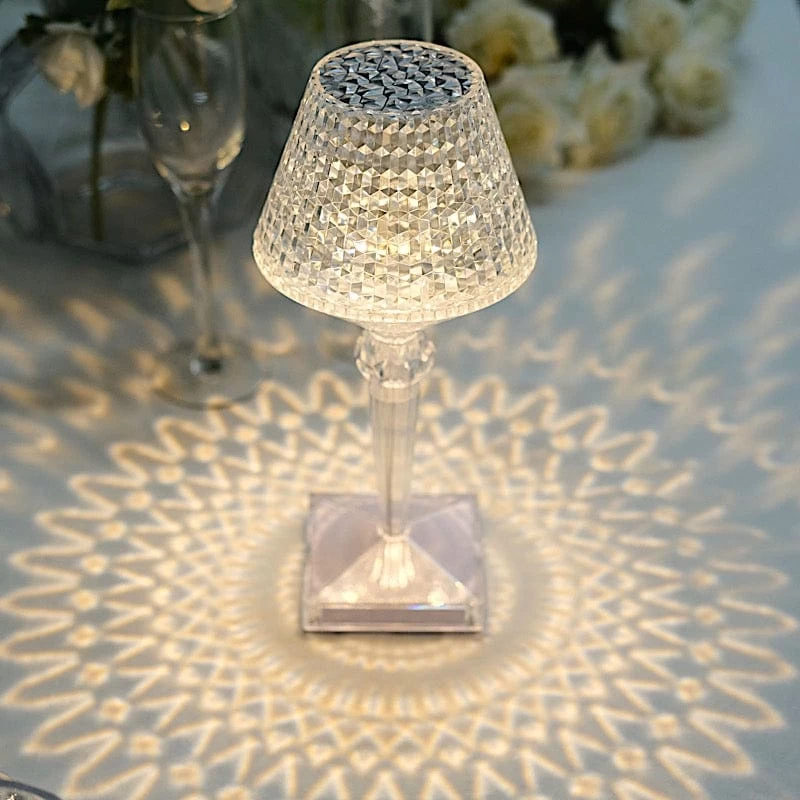 Clear 10 In Tall Acrylic Crystal Cup Shape Table Lamp USB Rechargeable LED Light - Image 2