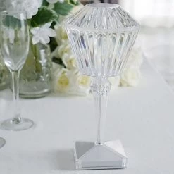 Clear 10 In Tall Acrylic Crystal Prism Table Lamp USB Rechargeable LED Light