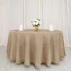 120 In Natural Round Faux Burlap Tablecloth