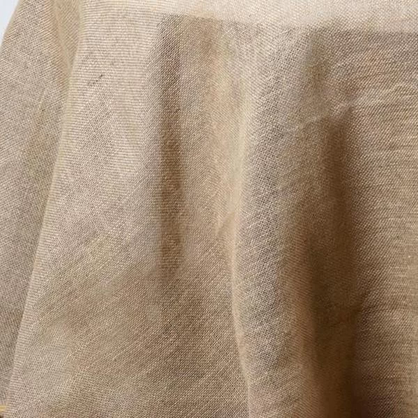 120 Inch Natural Brown Burlap Round Tablecloth - Image 4