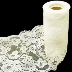 5.5 Inch X 10 Yards Ivory Lace Tulle Fabric Bolt
