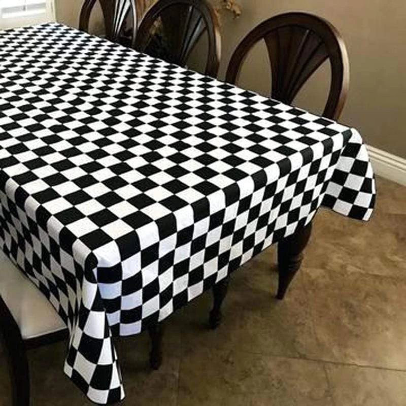 54 Inch X 10 Yards Black And White Checkerboard Satin Fabric Roll - Image 2