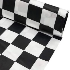 54 Inch X 10 Yards Black And White Checkerboard Satin Fabric Roll
