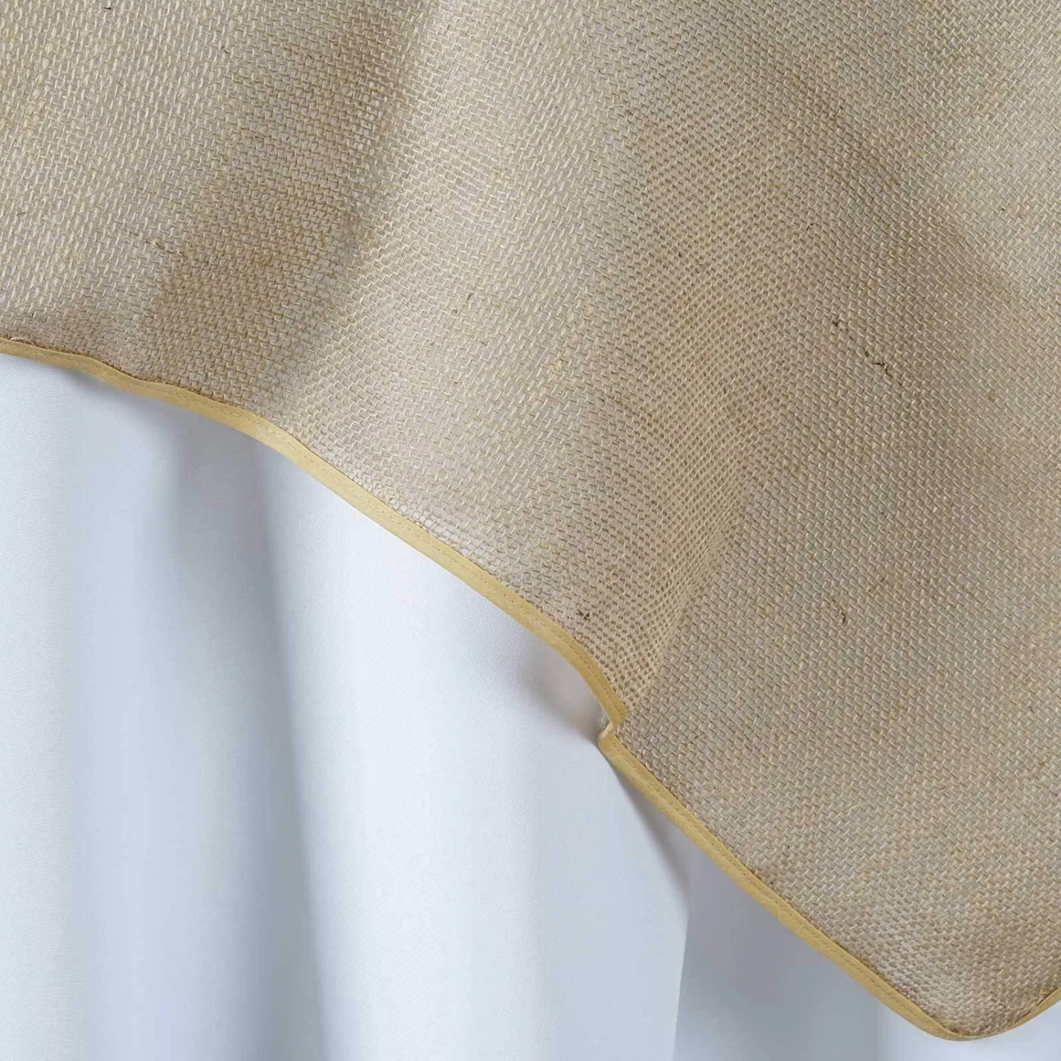 60 Inch Natural Brown Burlap Square Table Overlay - Image 4