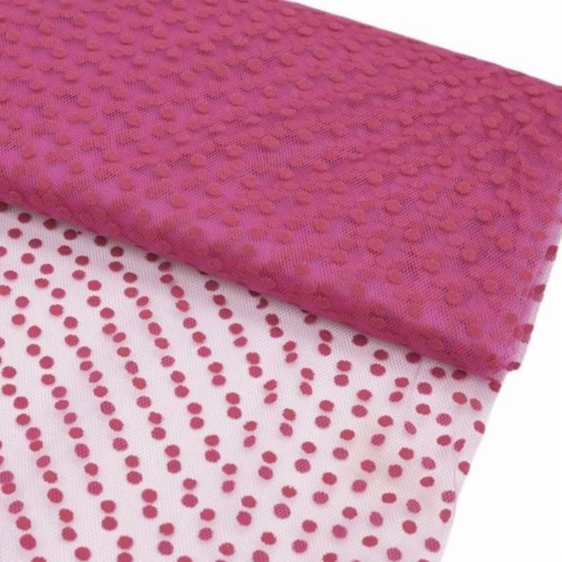 60 Inch X 10 Yards Fuchsia Polka Dots Tulle Roll