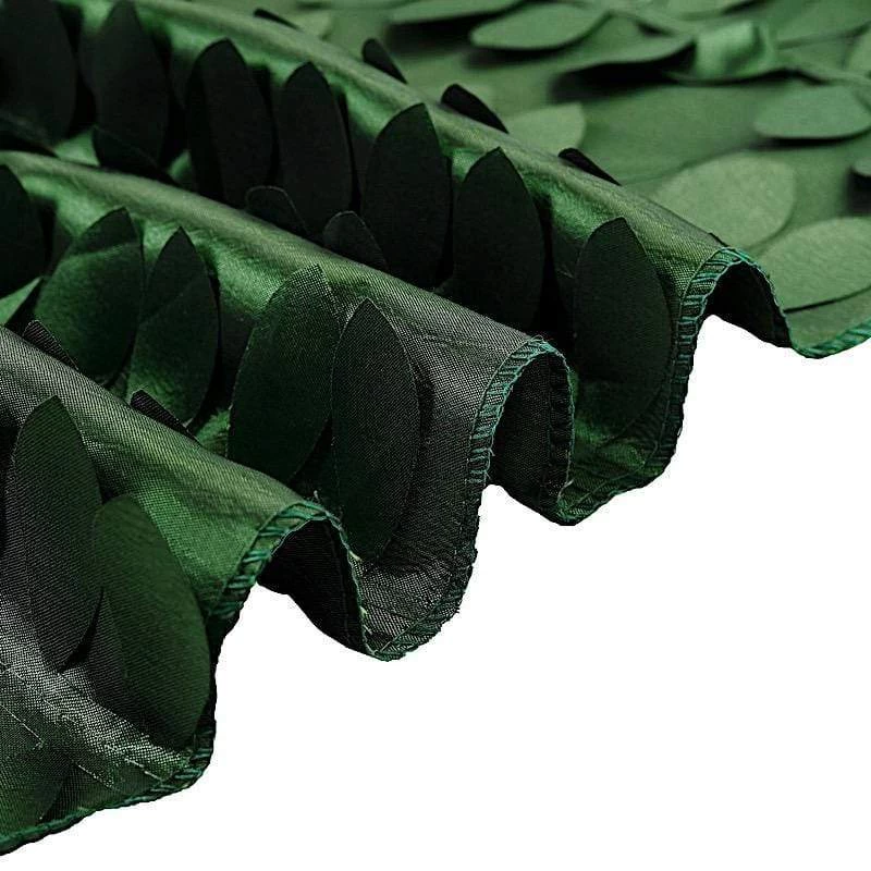 60x102 In Green Taffeta Rectangle Tablecloth With Leaf Petals Design - Image 7