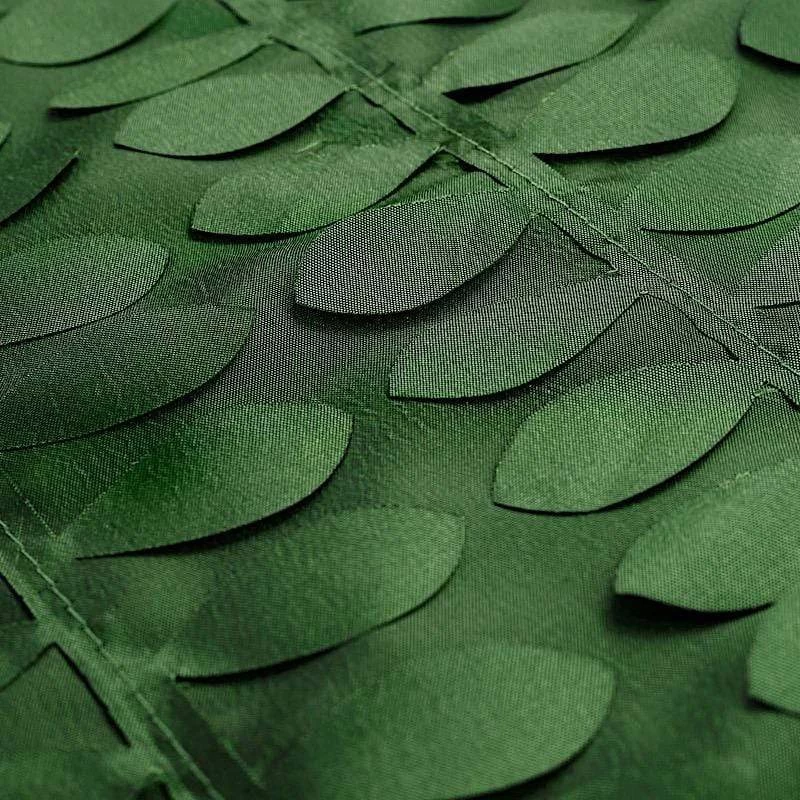 60x102 In Green Taffeta Rectangle Tablecloth With Leaf Petals Design - Image 4