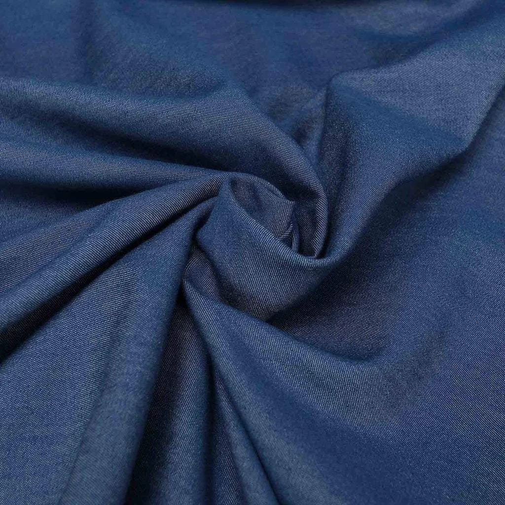 72 Inch Dark Blue Faux Denim Polyester Table Overlay - Image 4