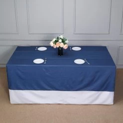 90 X 132 Inch Dark Blue Faux Denim Polyester Rectangular Tablecloth