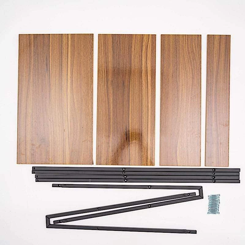 Black And Brown 4 Tier Ladder Shelf Metal With Wood Rack Display Stand - Image 8