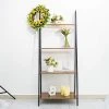 Black And Brown 4 Tier Ladder Shelf Metal With Wood Rack Display Stand