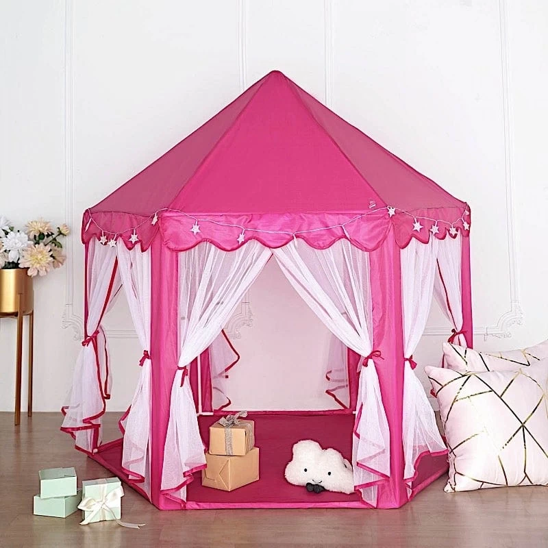Pink Princess Castle Play Tent For Kids Indoor Outdoor Children Playhouse